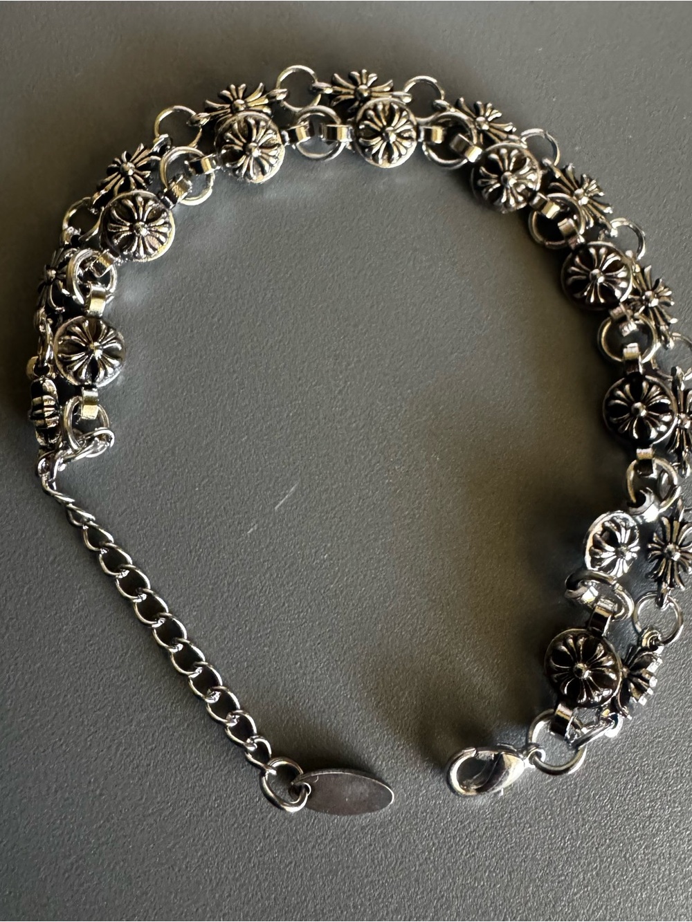 double cross chrome stainless steel bracelet